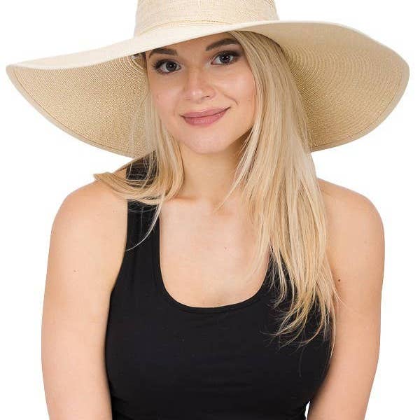 Cap Zone - Wholesale Straw Hat - Women's - Burlap Bow Straw Floppy Sun Hat12