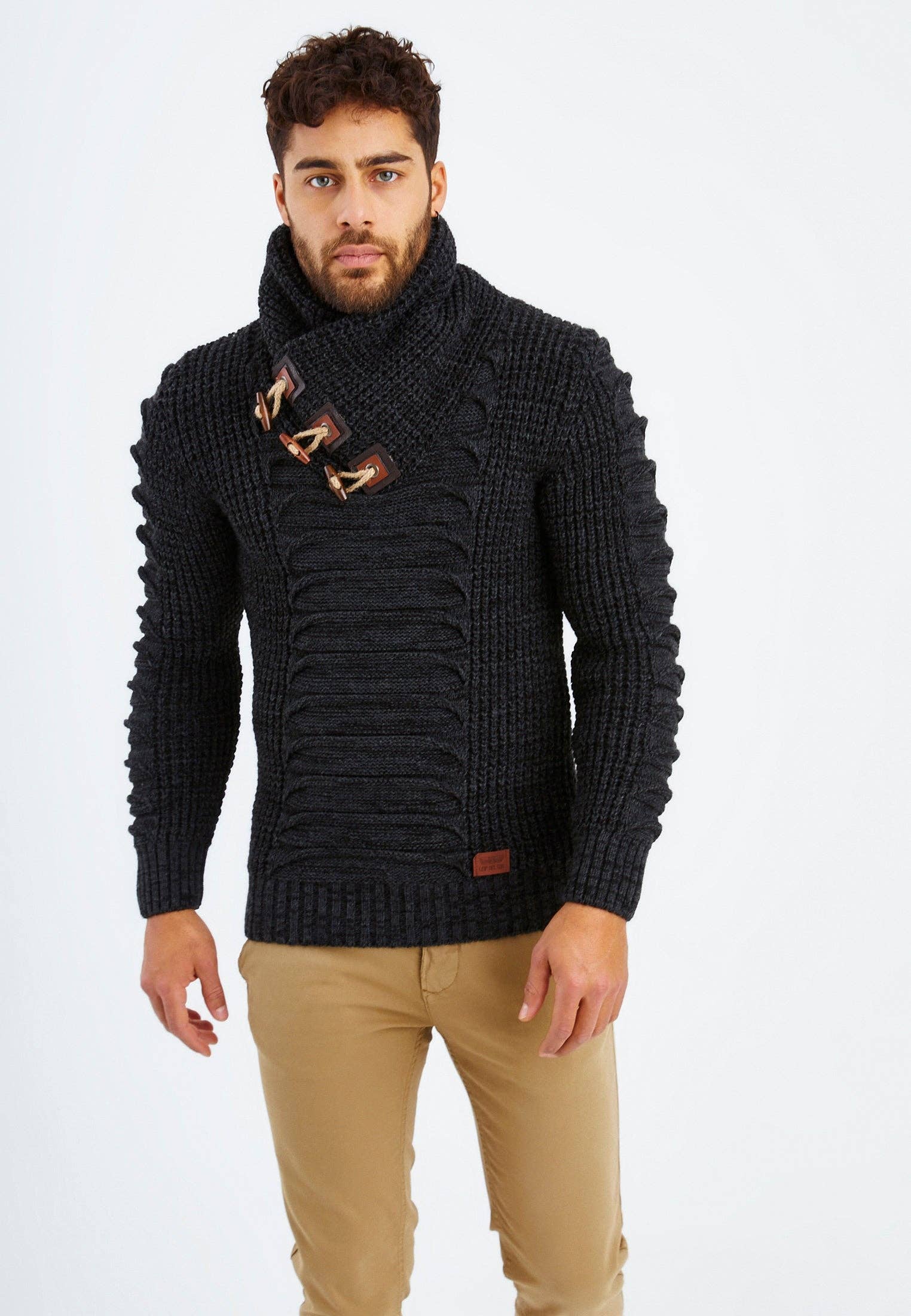Leif Nelson GmbH - Wholesale Knit Sweater - Men's - Men's Knit Sweater Chunky Knit Shawl Collar LN-55756