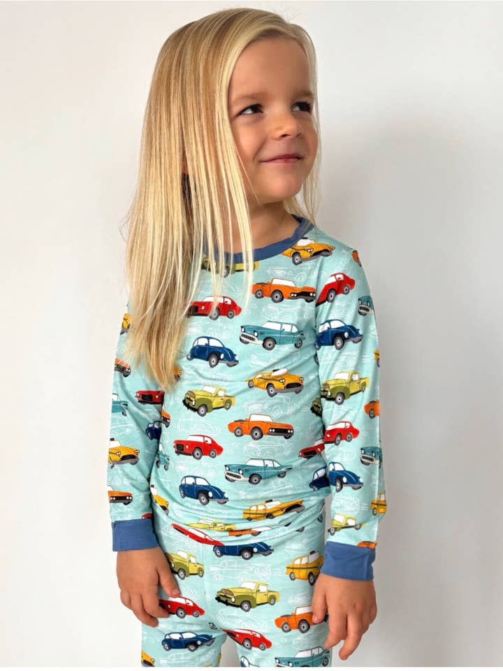 LollyBerry - Wholesale Sleepwear Set - Kids - Vintage Cars Bamboo PJ Two Piece Set2