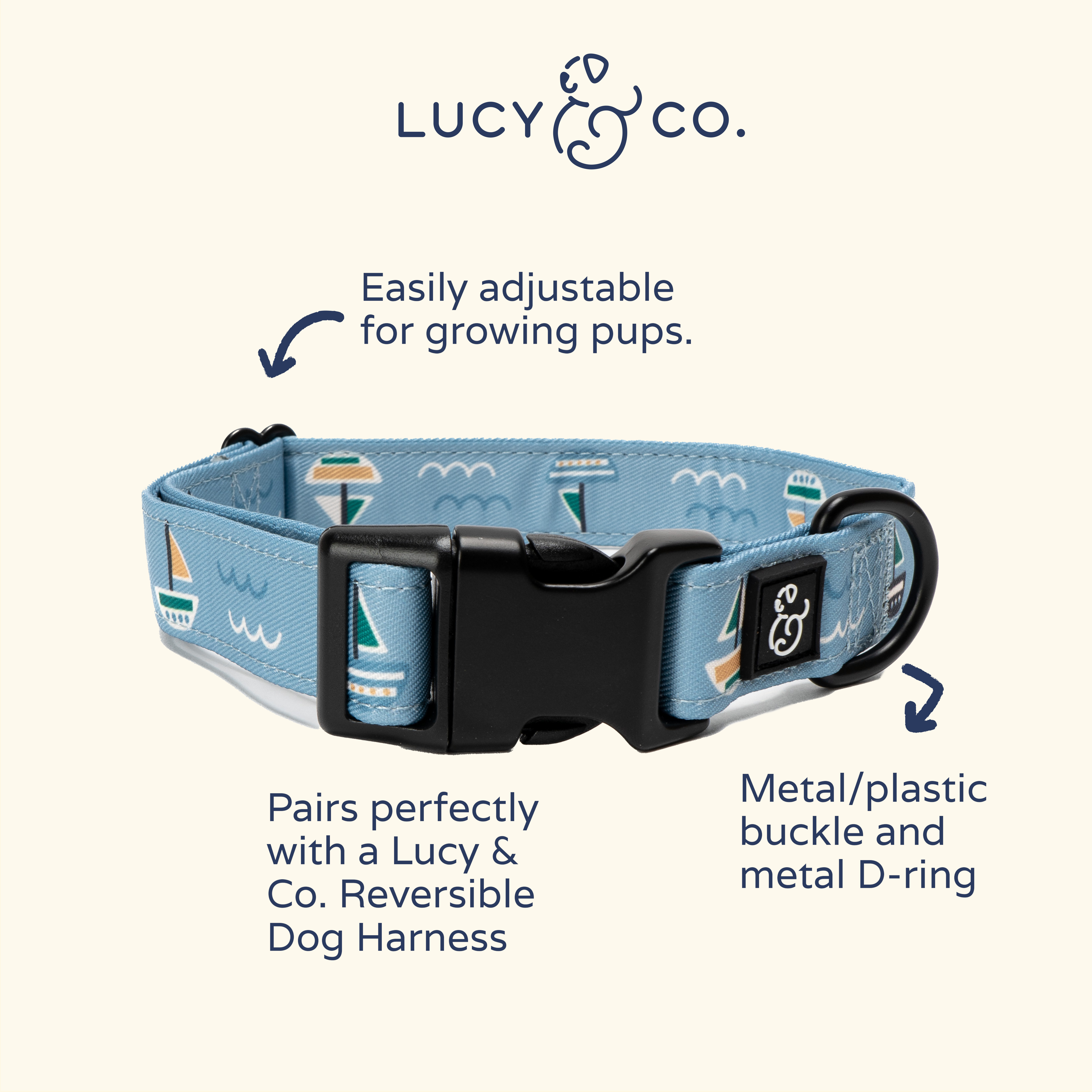 Lucy & Co. - Wholesale Pet Collar - Dog - Set Sail Collar2
