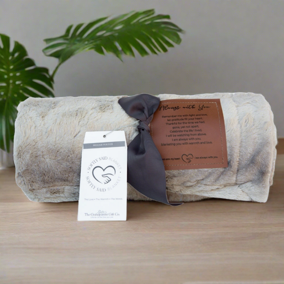 The Grandparent Gift Co. Inc. – wholesale Throw blanket – Softly Said Sympathy Blanket: Always With You Sentiment 80239