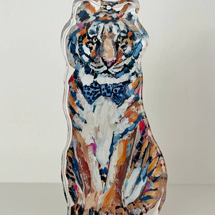 Chelsea McShane Art - Wholesale Decorative Tabletop Object - "Tiger Blues" acrylic shelfie0