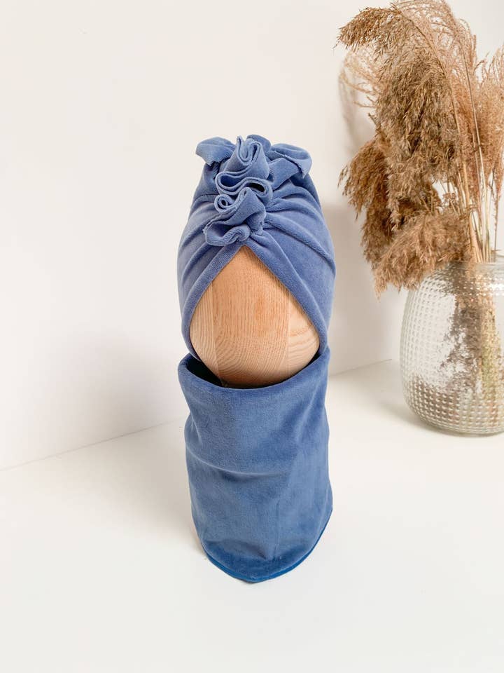 Fluwelen stoffige blauwe snood voor wholesale door Looks by Luks