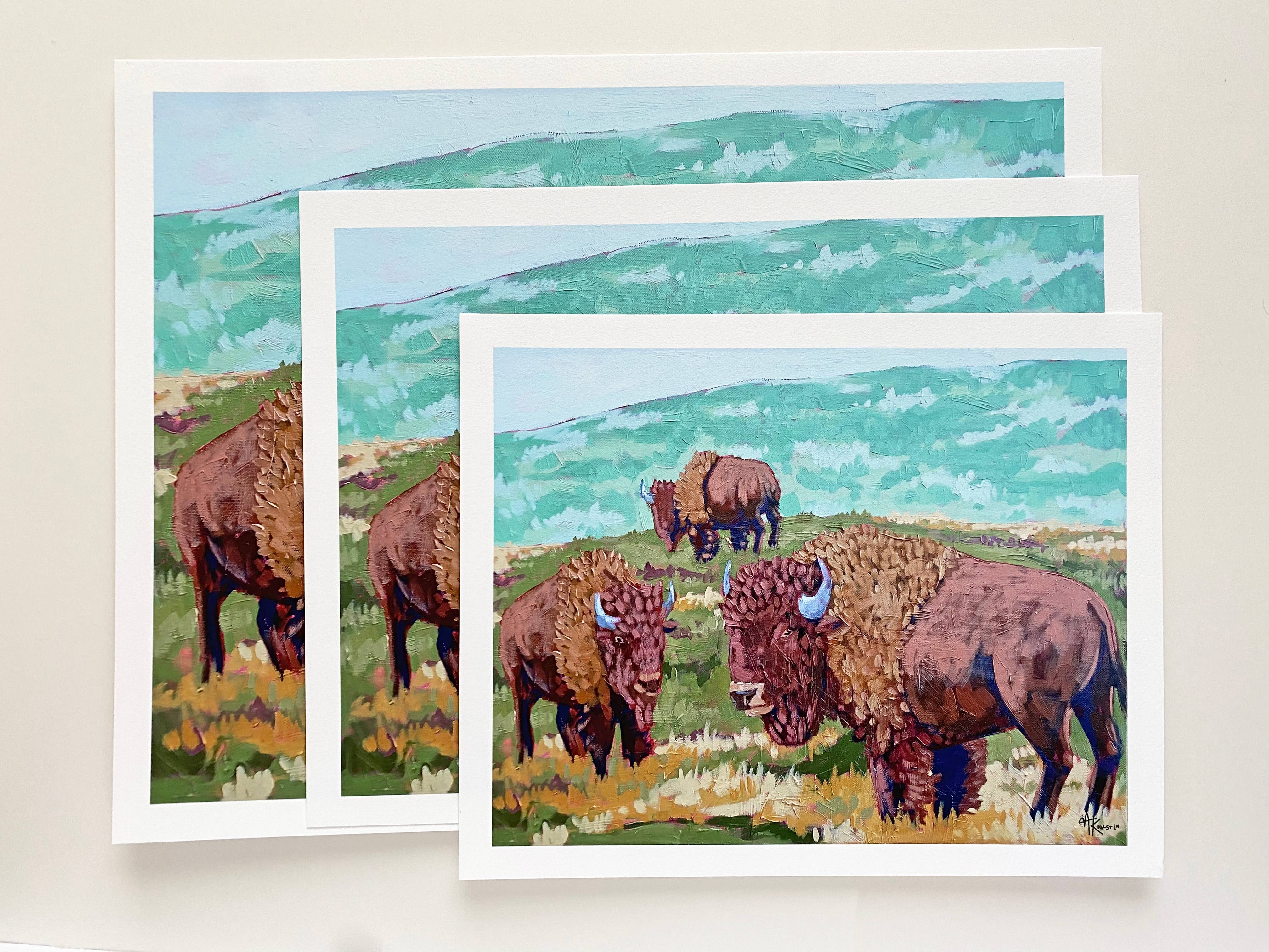 Mckenzie Kvalsten - Wholesale Art Print - Fine Art Print Bison Pack of Three Sizes1