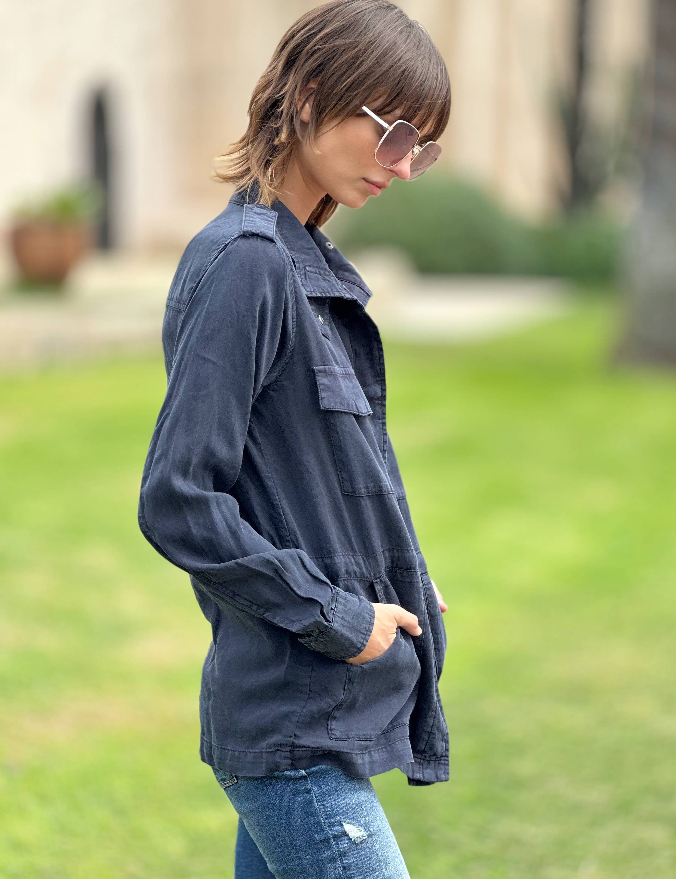 Azul Preto Casaco Swing para venda a revendedores na Faire2