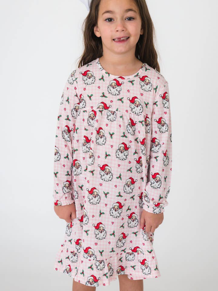 SoftSnooze™ Girls Pink Dear Santa Long Sleeve Ruffle Pajama Night Gown
 for wholesale on Faire0