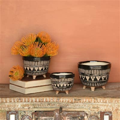 HomArt - Wholesale Decoratief bord/schotel/kom - Apache Print kom, keramiek - Sm - Zwart & Naturel1