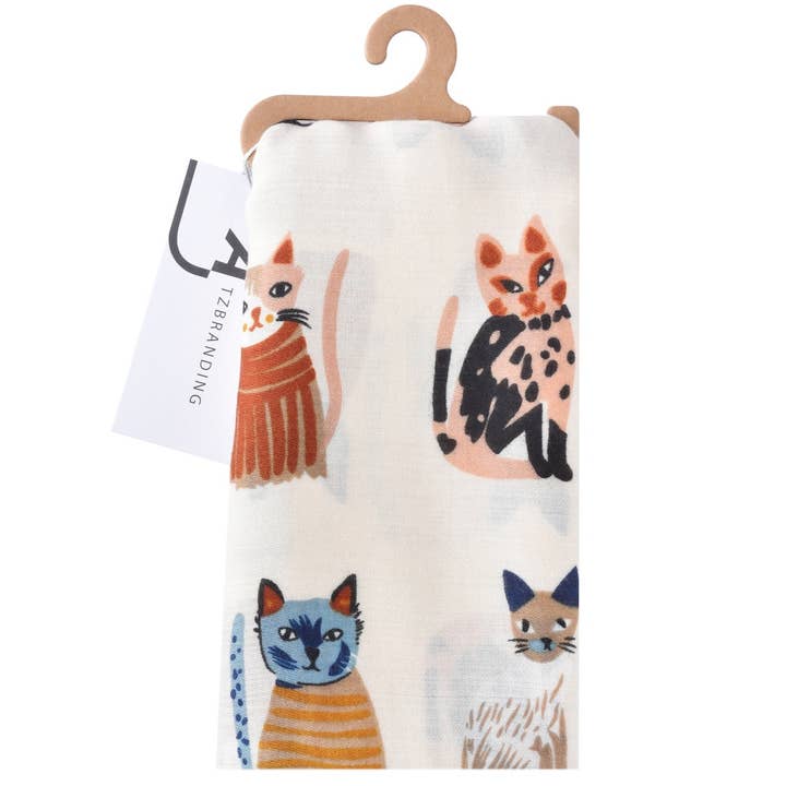 Funkyrel® Atzbranding Limited - Wholesale Sjaal - Dames - Scarvii sjaal met schattig cartoon kattenpatroon1