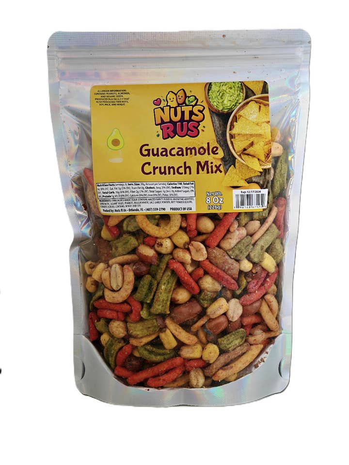 Mélange Croquant Guacamole Nuts R Us – Mélange de Snacks Épicés et Savoureux – Sachet de 8 oz pour la vente par Fiesta Snacks