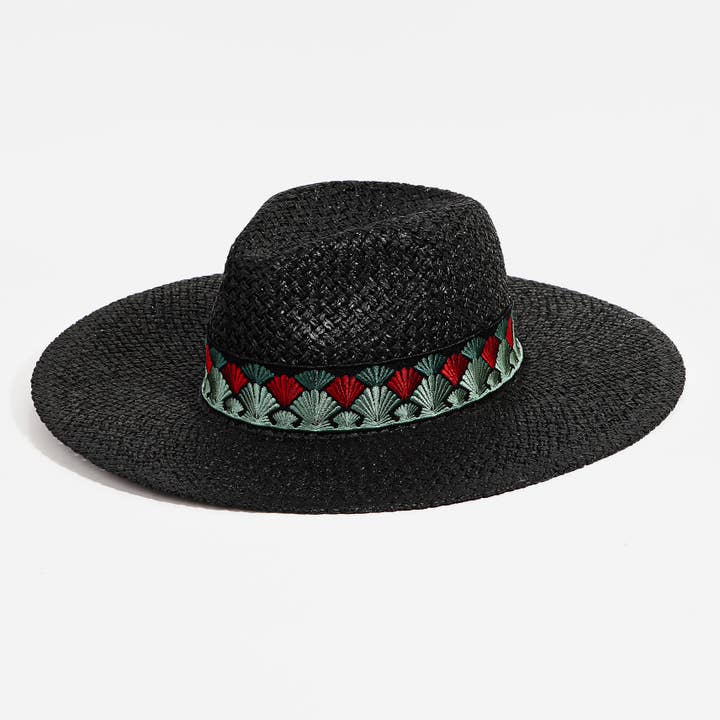 Collections by Fame Accessories - Wholesale Straw Hat - Women's - Fan Pattern Strap Straw Fedora Hat5