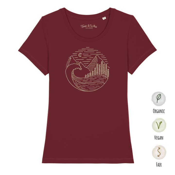 Woman Shirt "Waves, Woods & Mountains" Autumn Maple for engroshandel hos Ticket To The Wild