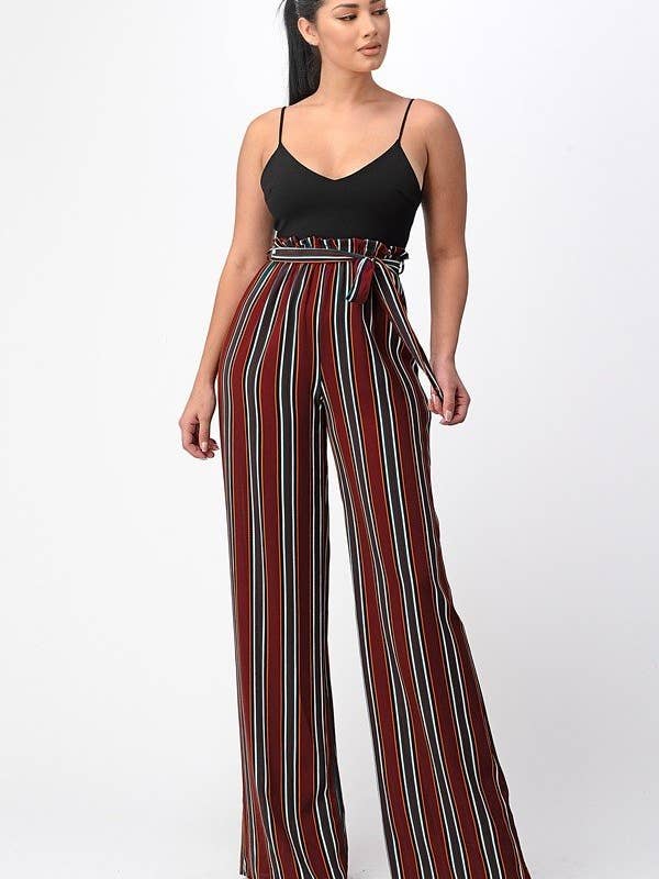 Stripe high-waisted wide-cut jumpsuit 170920J4-A for wholesale by SHOP17