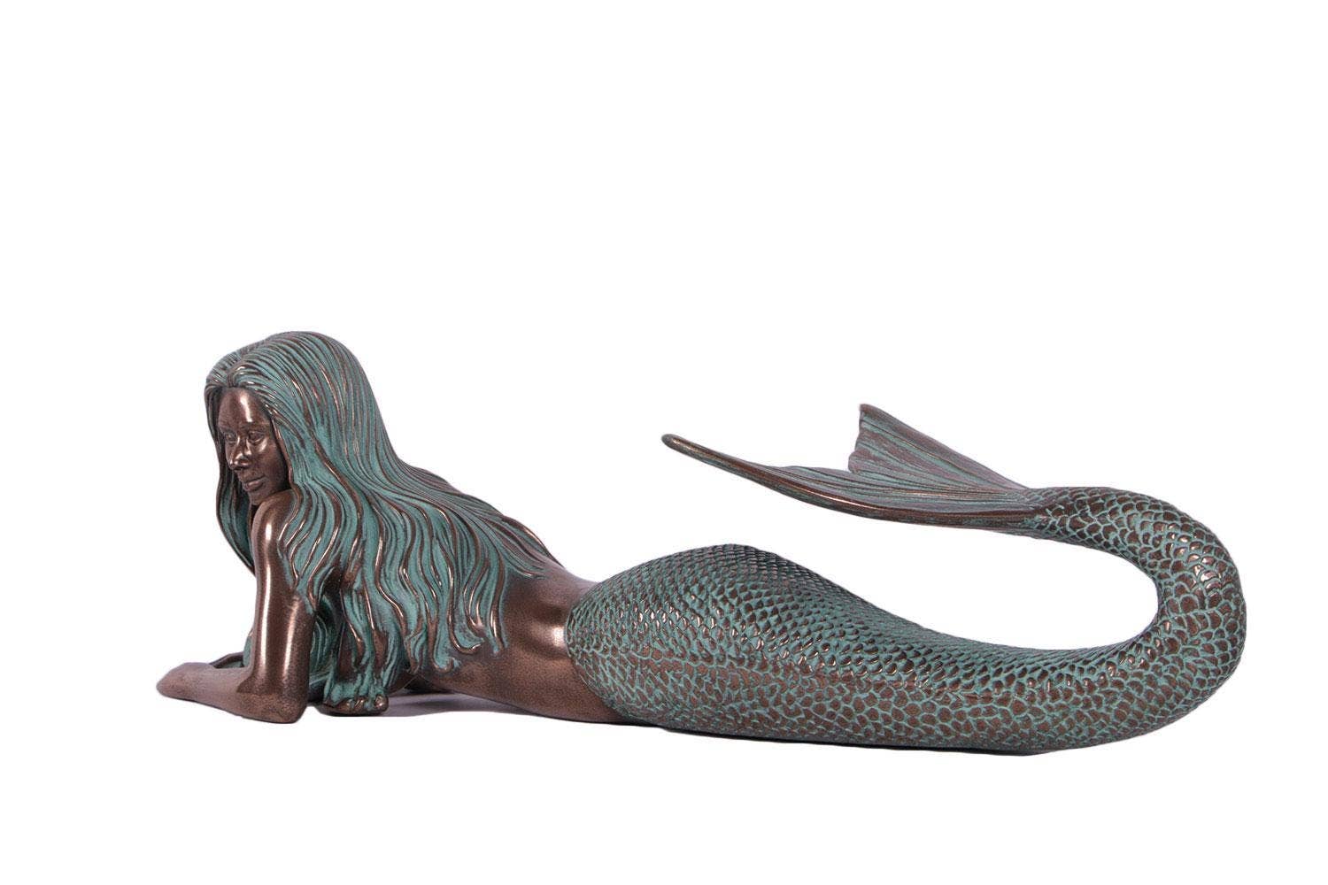Nautical Tropical Imports - Wholesale Sculpture - Solana Seaside Mermaid Verde Bronze finish5