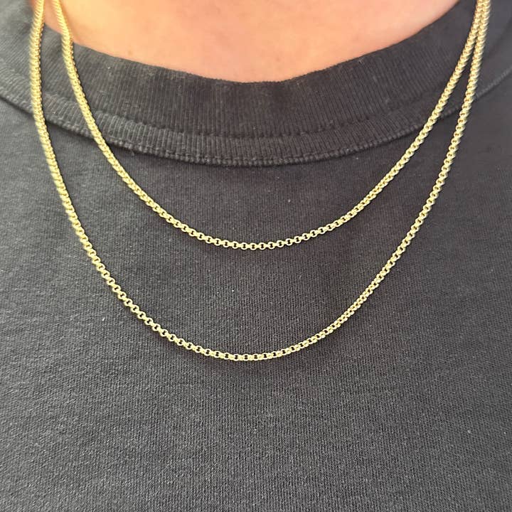 GoldFi - Wholesale Link & Chain Necklace - 18k Gold Filled 1.5mm Rolo Chain Available in 16", 18", 20",