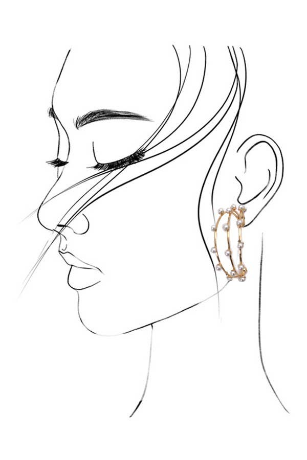 oro AROS DE ARO DE TRES HILERAS DE ALAMBRE CON PERLAS | 31E03785 de venta al por mayor en Faire2