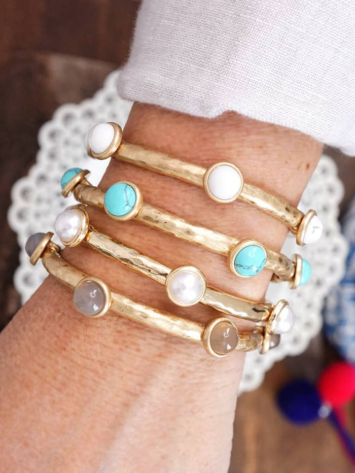 Jeweled Golden Bangle with semi precious stone dots and other Purchase Wholesale alex max. Free Returns & Net 60 Terms on Faire trending on Faire.