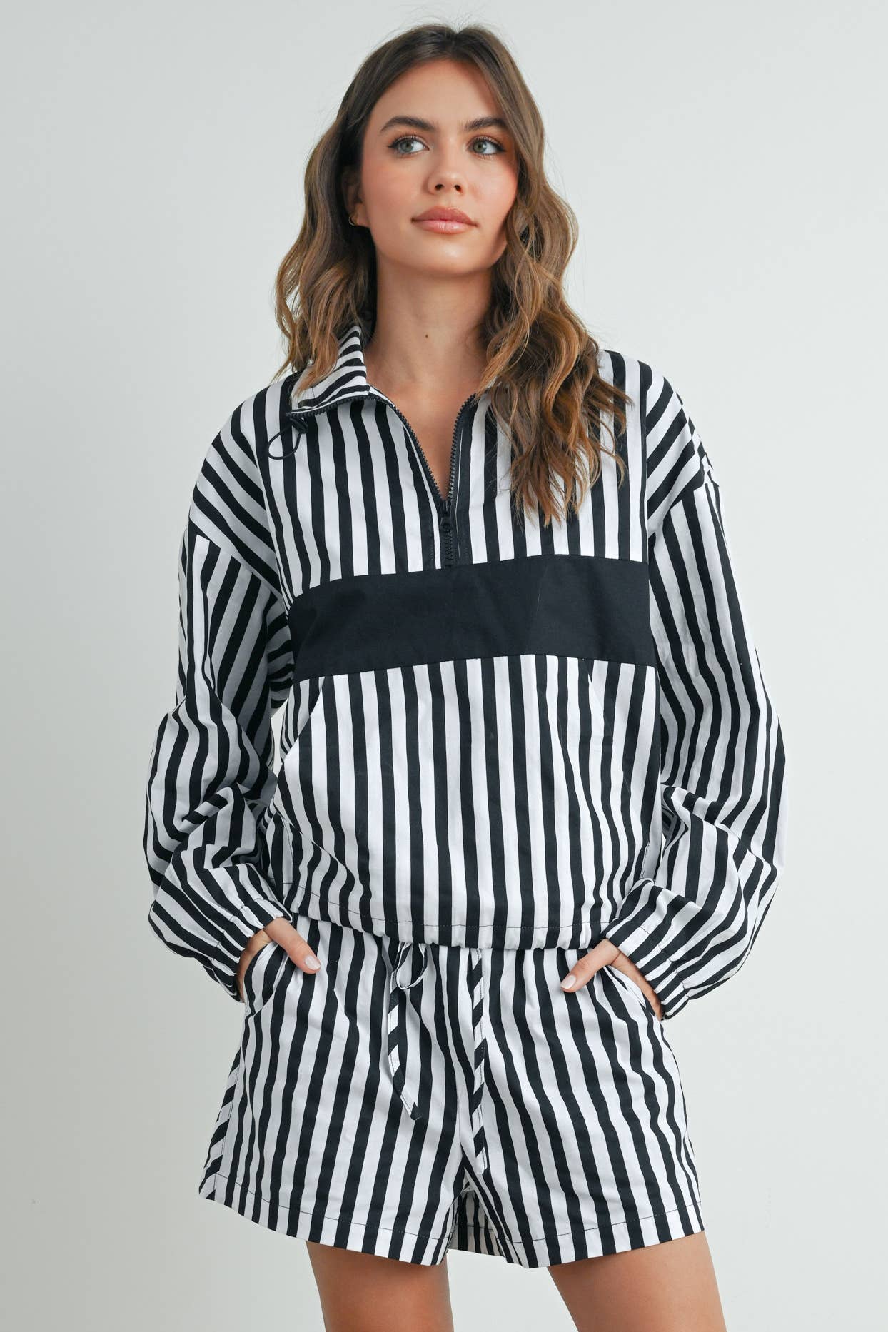 BUTTERMELON - Wholesale Sweatshirt - Women's - Drawstring Turtleneck Jacket - BMT753316