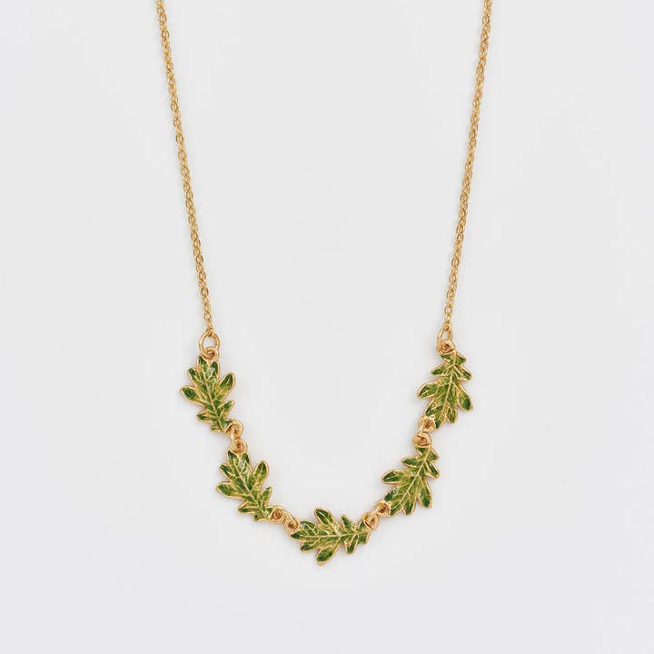 Fable England – wholesale Pendant/charm necklace – Oak Leaf Gold Choker Necklace0