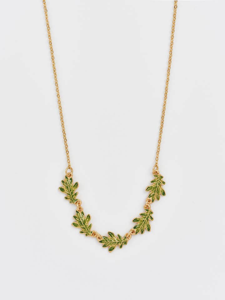 SOLO USA E UE - Collana girocollo in oro con foglia di quercia per la vendita all'ingrosso da parte di Fable England