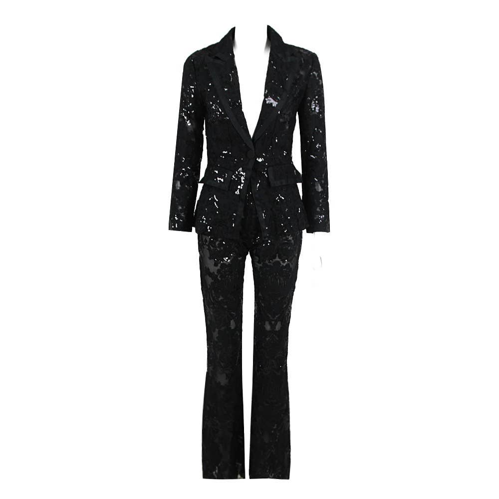 Productseeker – Engroshandel Habitter – til kvinder – SET050 Glam Sequin Lace Suit: Forretning møder stil6