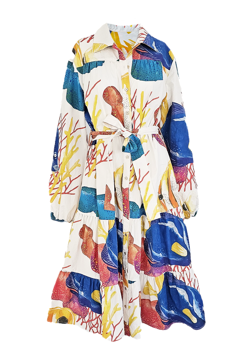 Ostara Collection - Wholesale Dress - Women's - Reef Romance 100% COTTON MIDI1