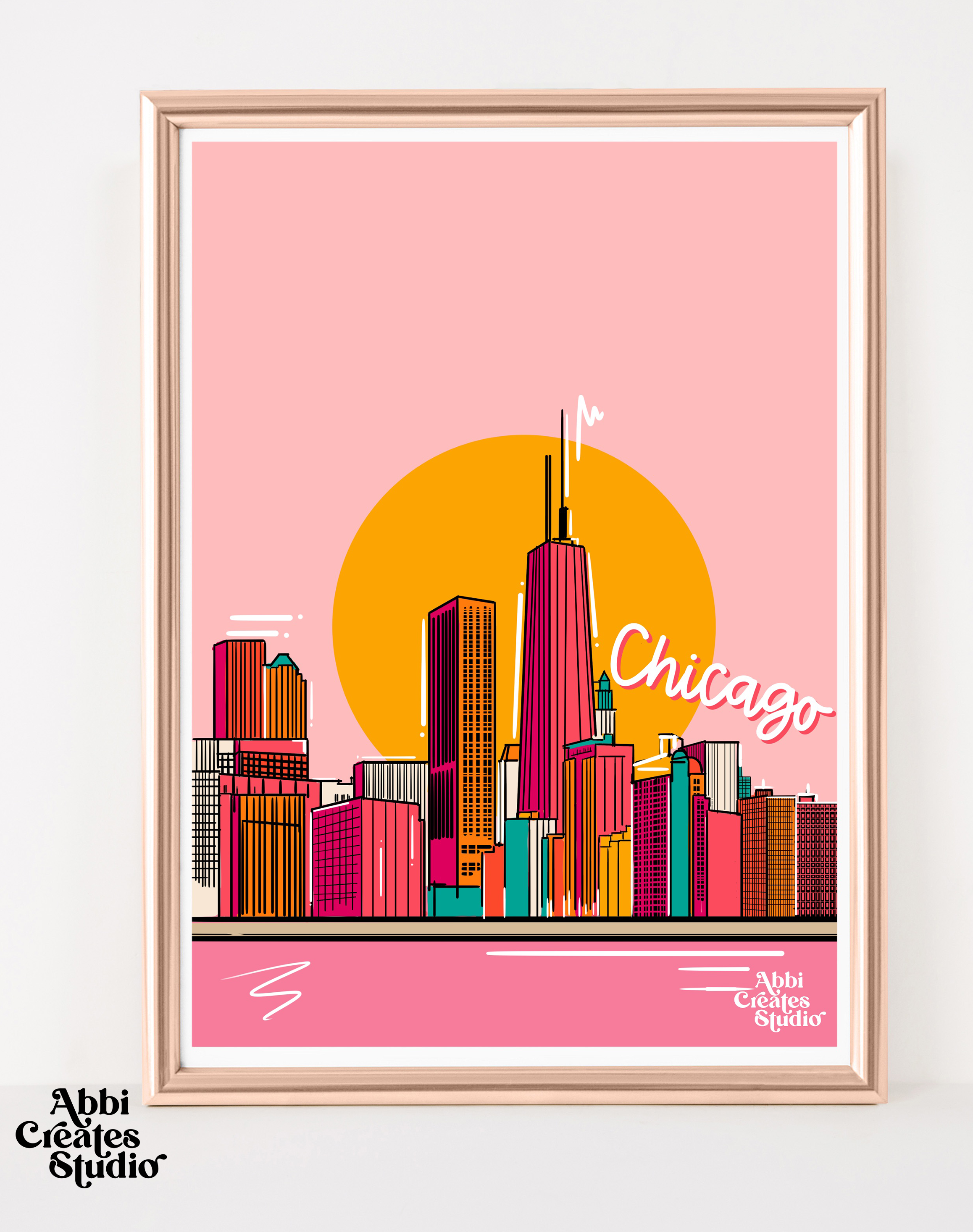 Abbicreates Studio LLC - Wholesale Art Print - Downtown Chicago Skyline Art print1