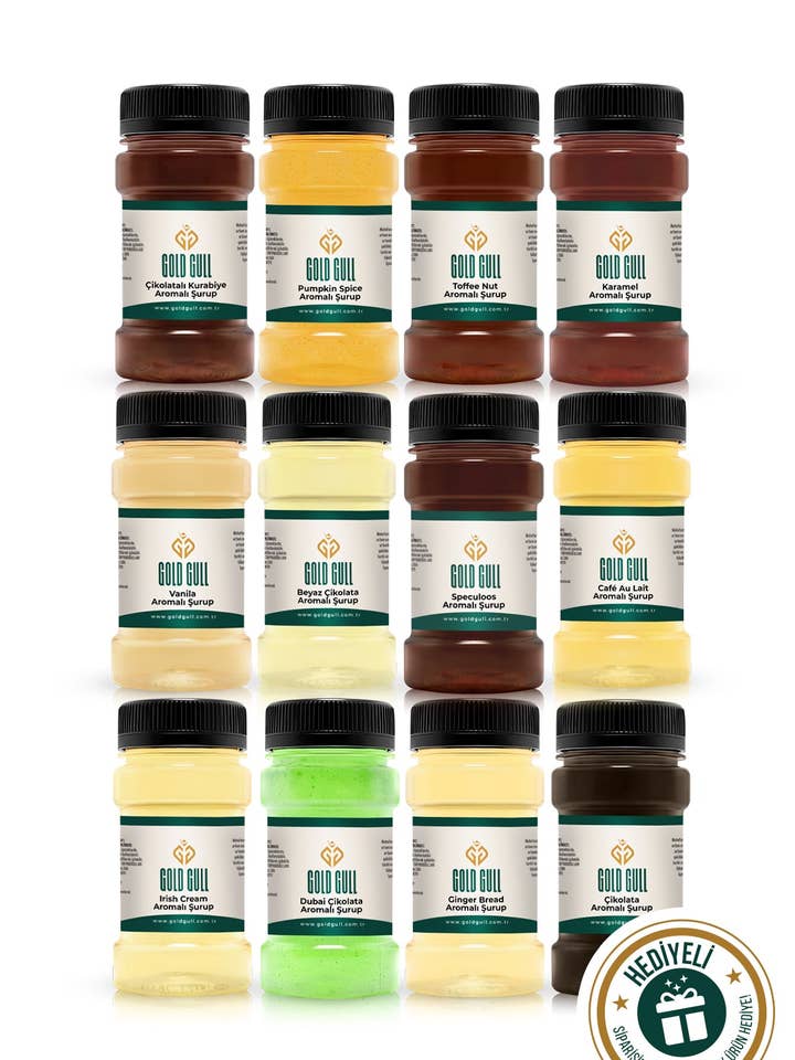 Premium Gourmet Flavored Coffee & Dessert Syrup Assortment - 12 x 80ml Bottles for wholesale by Aladdin