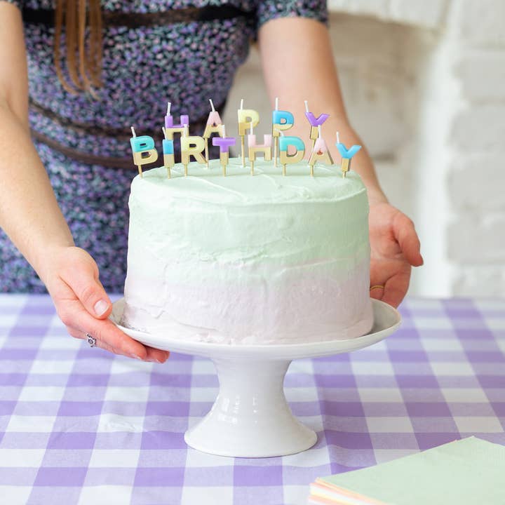 Talking Tables USA - Wholesale Cake Candle - Pastel Color Happy Birthday Candles | Cake Candles |