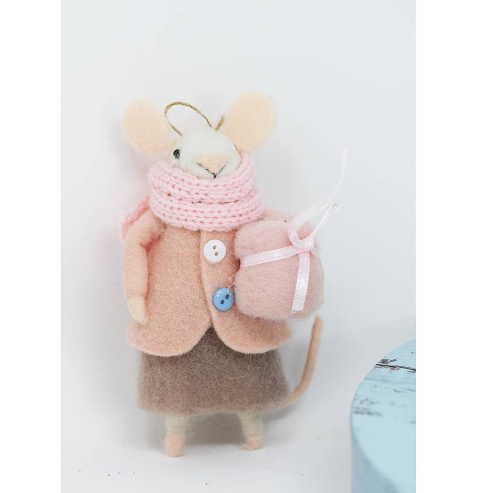 Nordic Dreams - Wholesale Ornament Set - Mice Christmas ornaments, Felted mouse, Mouse with a gift