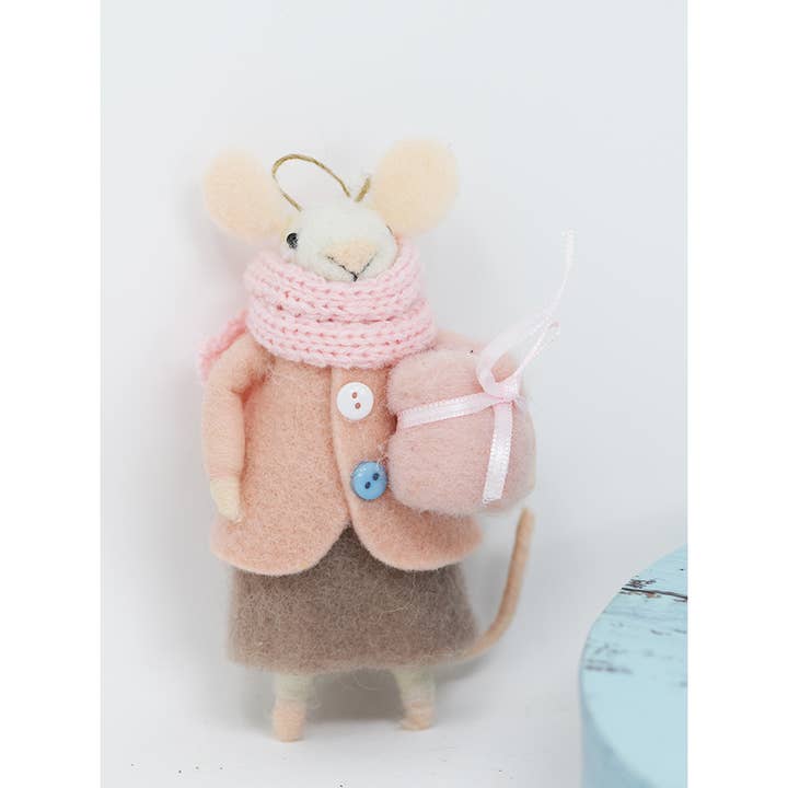 Nordic Dreams - Wholesale Ornament Set - Mice Christmas ornaments, Felted mouse, Mouse with a gift0