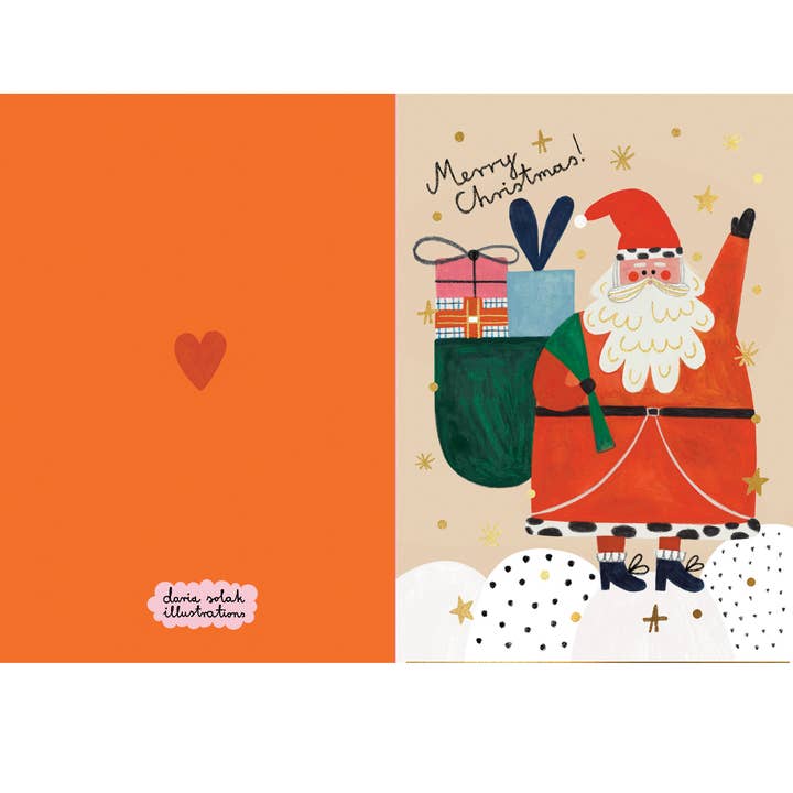 Daria Solak Illustrations - Wholesale Christmas card - SANTA gold foil card3