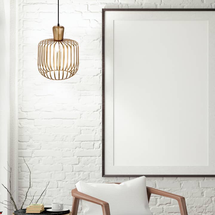 11.75"W Riley Caged Globe Shade Pendant Light for wholesale by River of Goods