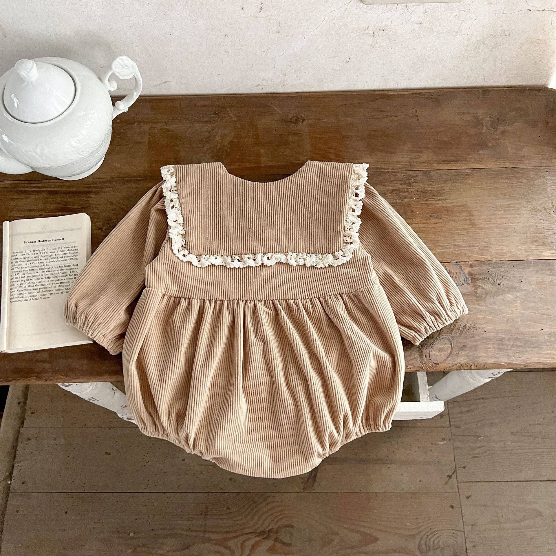 MyKids-USA® – wholesale Overall - Baby – Bebisflickor ren bomull spetskrage långärmad manchesterbody2