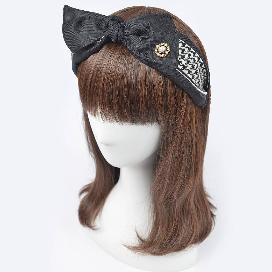 3AM BY H&D ACCESSORIES - Vente Bandeau – femme - Bandeau à nœud en matériaux mixtes avec perle1