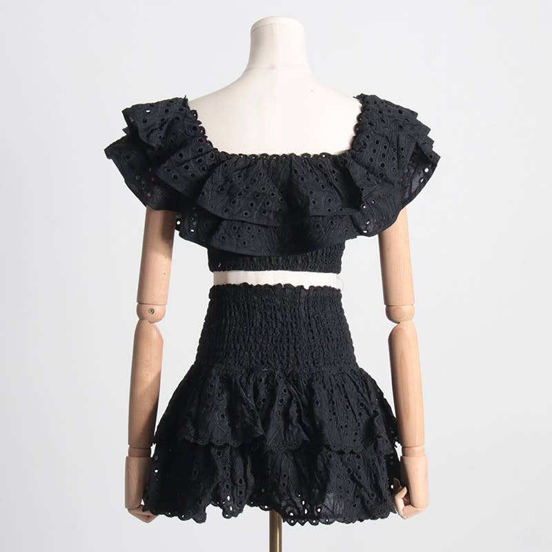 Productseeker - Wholesale Top & Skirt Set - Women's - SET044 Women Ruffle Skirt Set Mini Skirt0