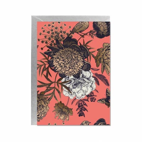 Tarjeta plegable con flores y pájaro para venta al por mayor de 17;30