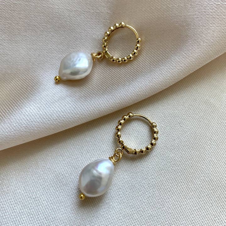 Pearl Hoop Earrings - 11 for wholesale by FALA