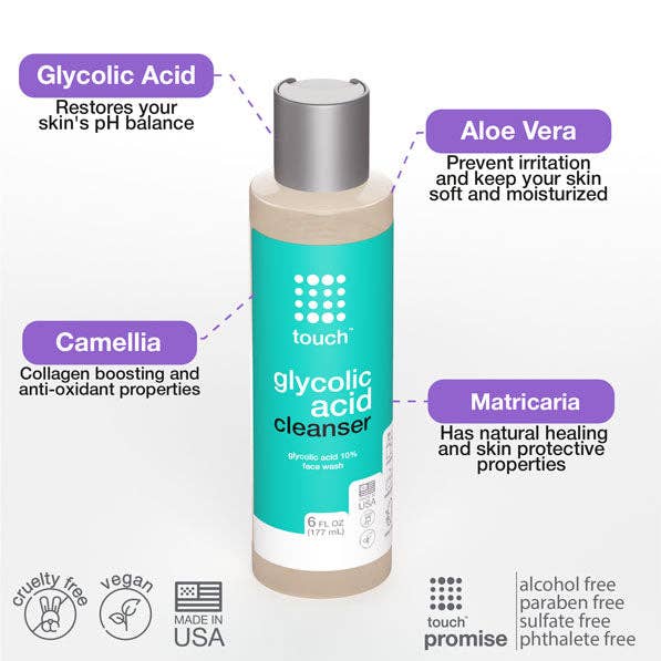 Touch Skin Care - Vente Nettoyants pour le visage - Nettoyant pour le visage à 10 % d'acide glycolique (177 ml)2