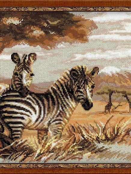 Cross Stitch Kit From Riolis 1143 Zebras In The Savannah for wholesale by RIOLIS
