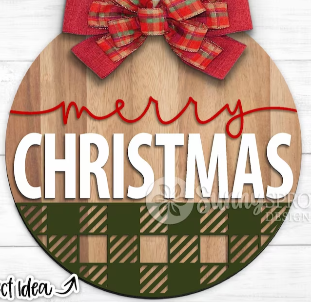 Kate's Blanks - Vente Kit de bricolage - Joyeux Noël Plaque de Porte en Tartan DiY | Panneau en Bois | Kit de Peinture2