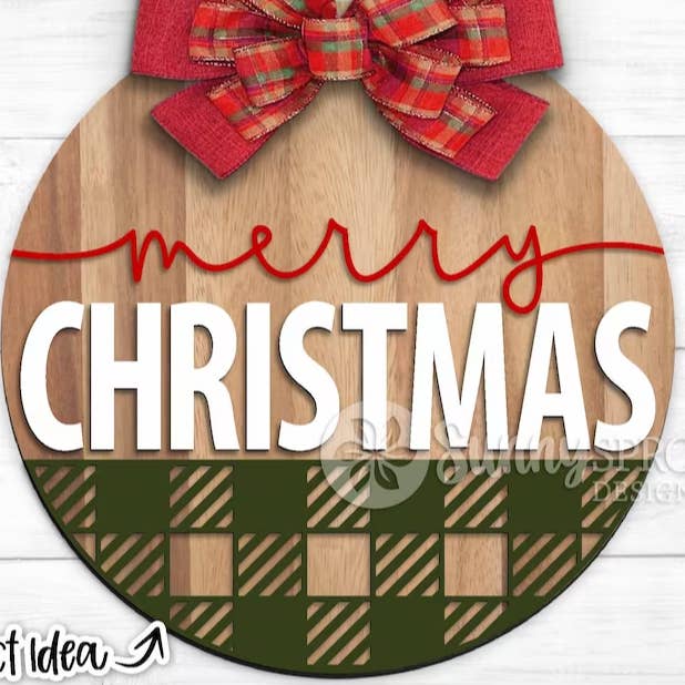 Kate's Blanks - Wholesale DIY Craft Kit - Merry Christmas Plaid Door Hanger DiY | Wood Sign | PaintKit2