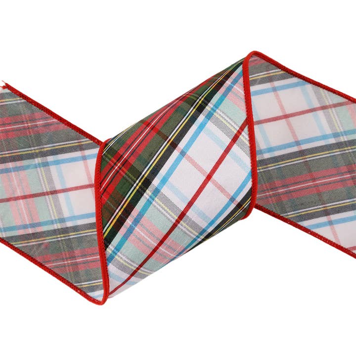 LA Ribbons Wholesale - Wholesale Ribbon - Gift Wrapping - Wired Plaid Bias Cut Ribbon 5 Yard Roll