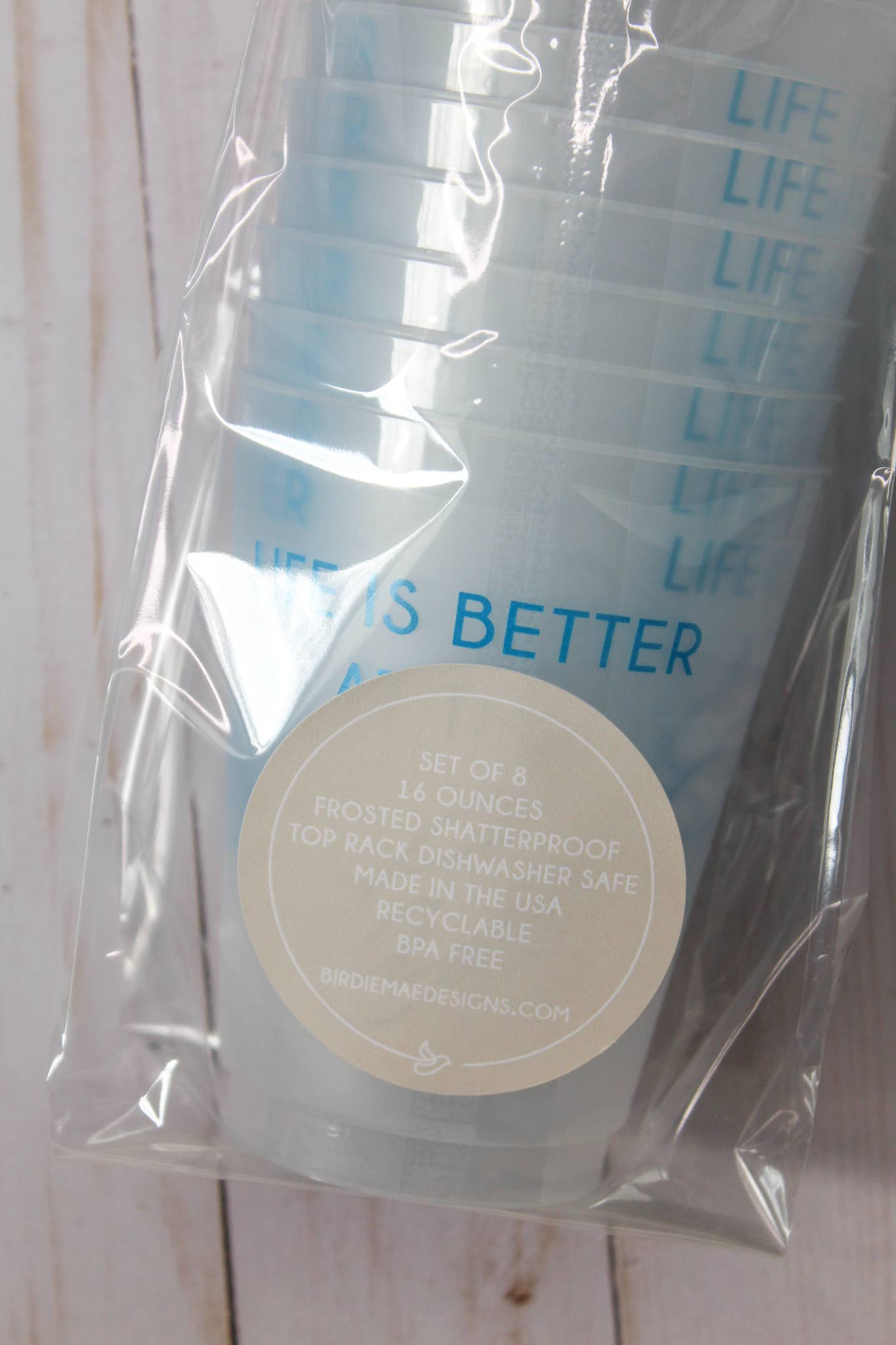 Birdie Mae Designs - Wholesale Disposable Cup - Life is Better At The Lake | Frosted Acrylic 16oz Set of 85