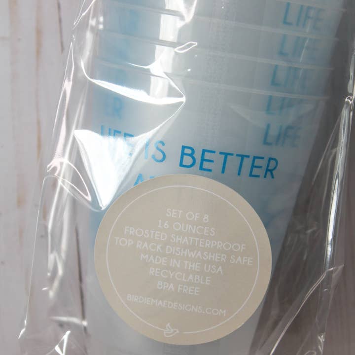 Birdie Mae Designs - Wholesale Disposable Cup - Life is Better At The Lake | Frosted Acrylic 16oz Set of 85