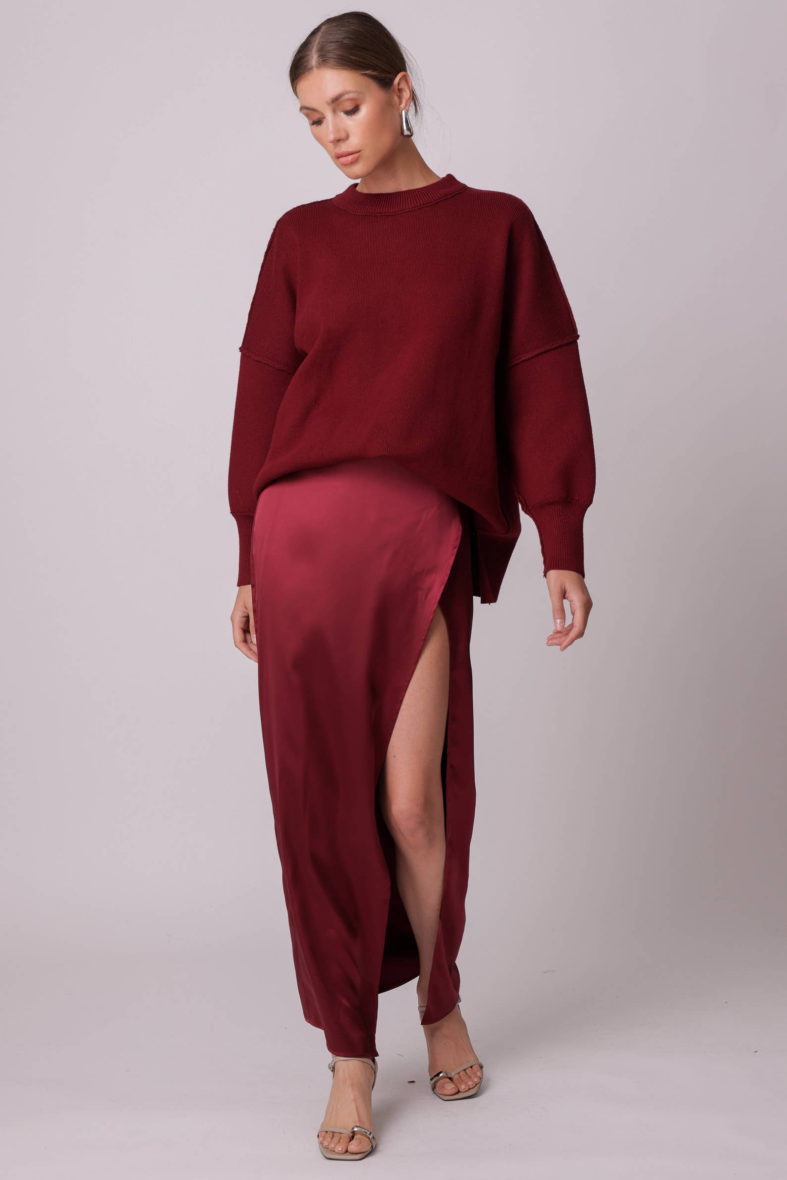 BURGUNDY ALLINA SKIRT for wholesale on Faire1