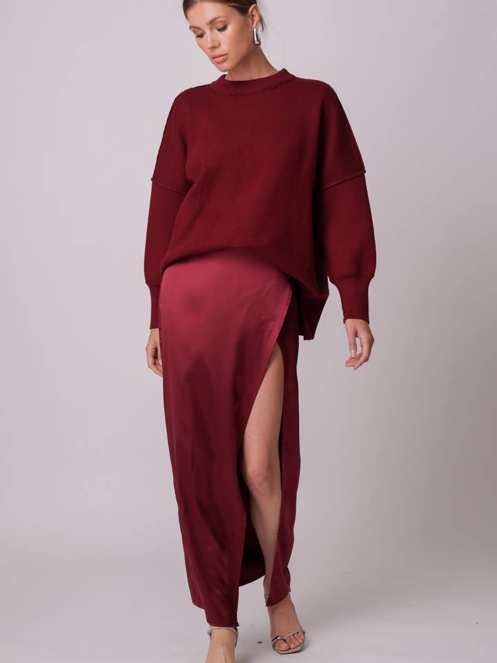 BURGUNDY ALLINA SKIRT for wholesale on Faire1