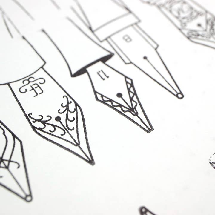 The Well-Appointed Desk - Wholesale Rubber/Decorative Stamp - "Nibs & Ink" - 4"x6" Clear Stamp Set (16 stamp designs)