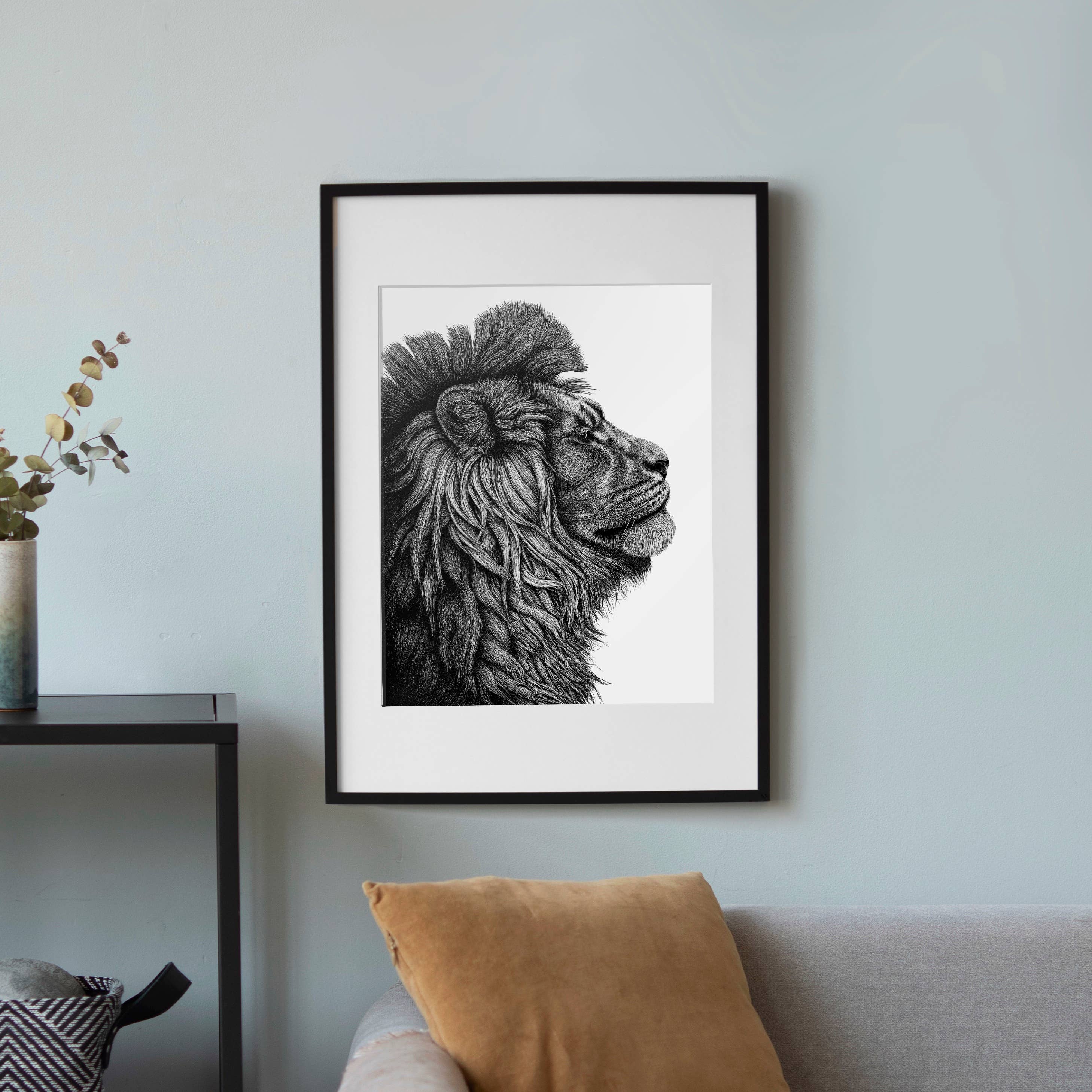 Wild Lines - Wholesale Art Print - Black and White Animal Art Print - Stylish A4 Lion Wall Art