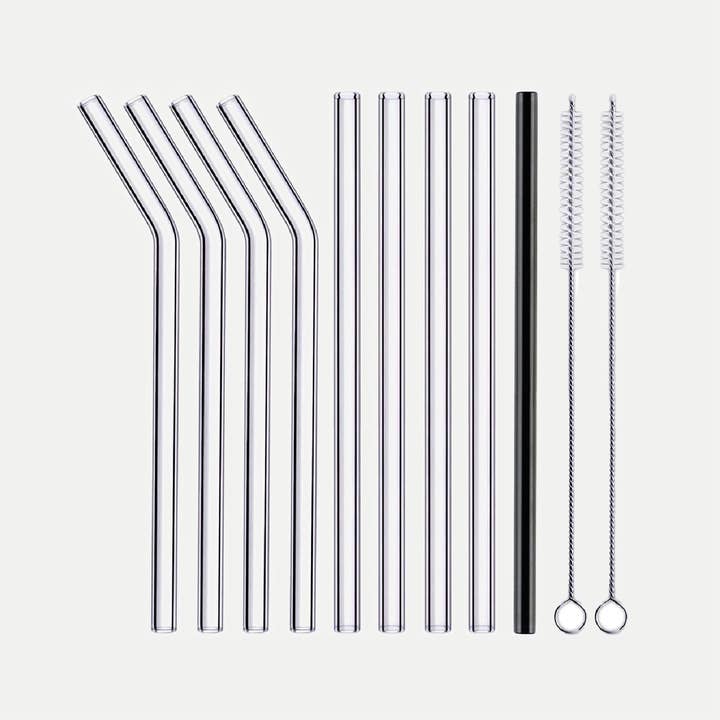 Pailles en verre en borosilicate, lot de 9 pièces pour la vente par ecoroyal