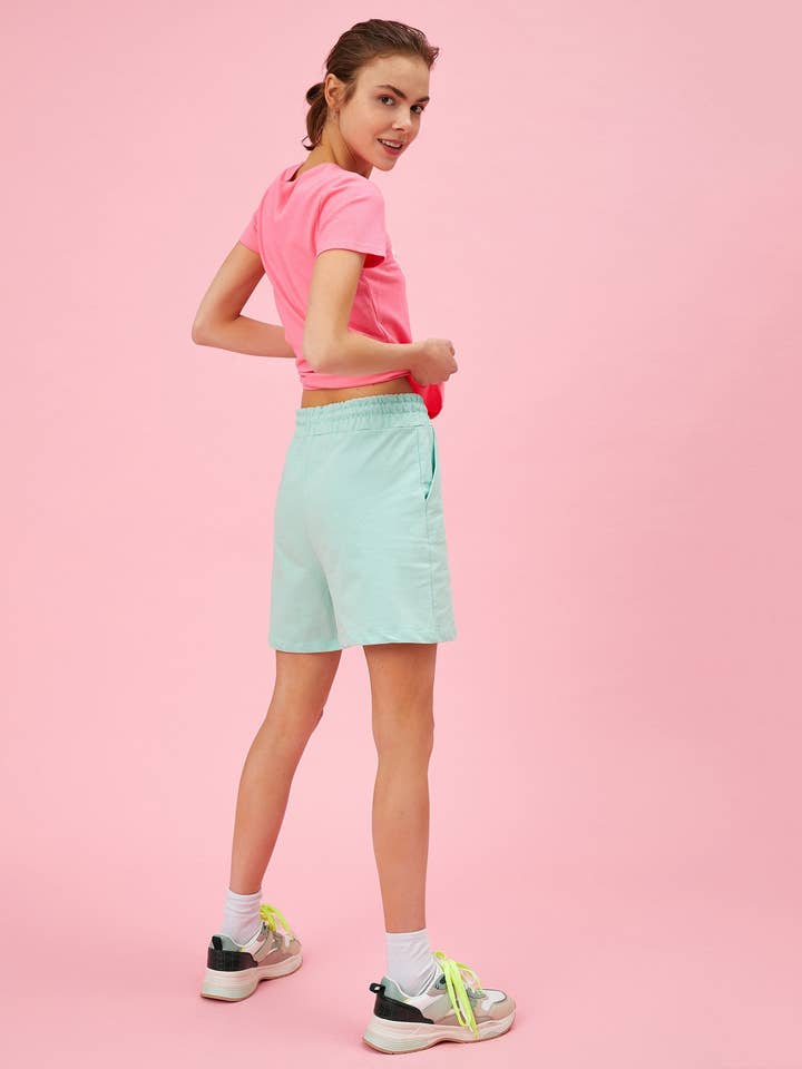 Sudadera Cozy Fleece Boyfriend de 4 pulgadas en verde azulado para venta al por mayor de Usolo Outfitters